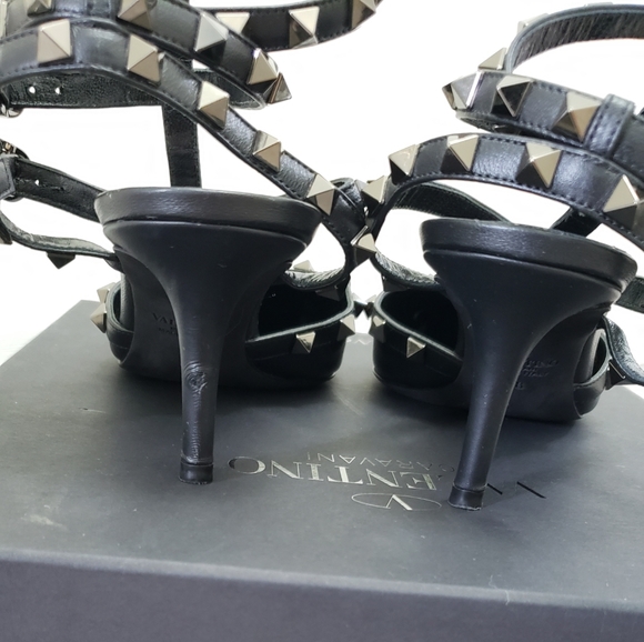 100% Authentic Valentino Noir Black Rockstud kitten heels Sz 38 - Picture 4 of 11